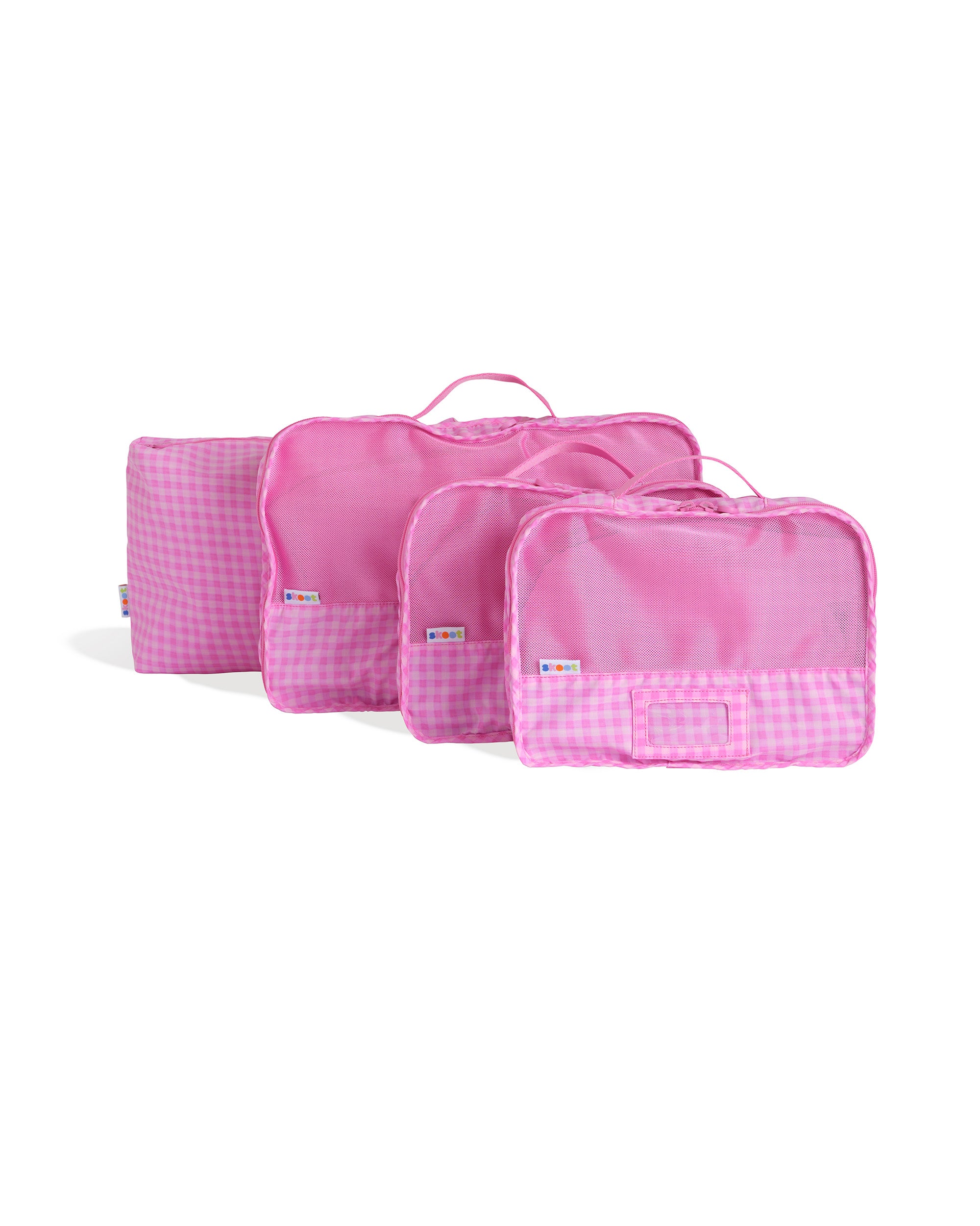 skoot pink ginghampacking cubes group set