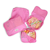 skoot pop pink packing cubes group set zipped and unzipped packed