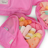 skoot pop pink packing cubes group set packed zipped and unzipped detail