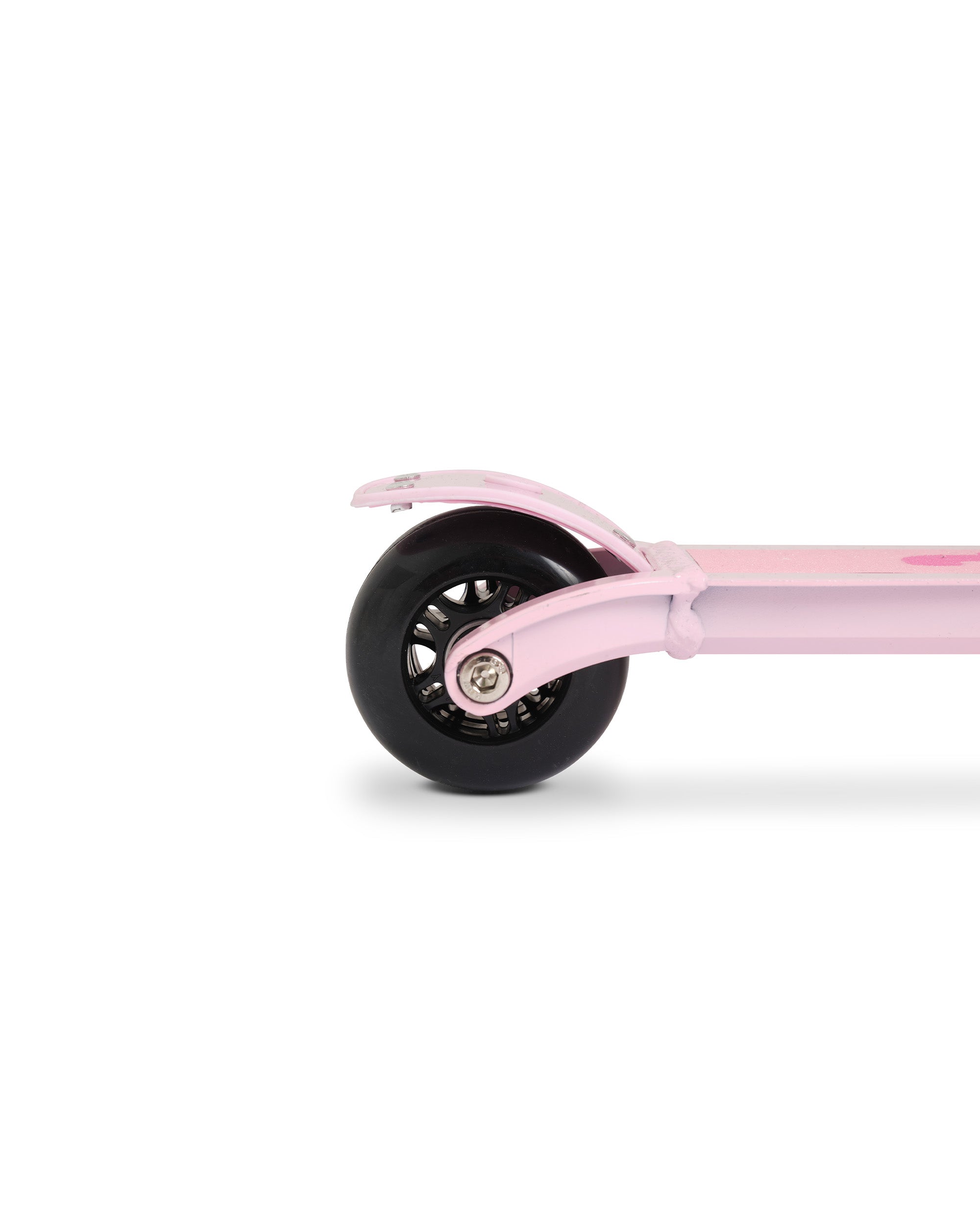 Skoot Puff Pink skootcase suitcase scooter black back wheel detail