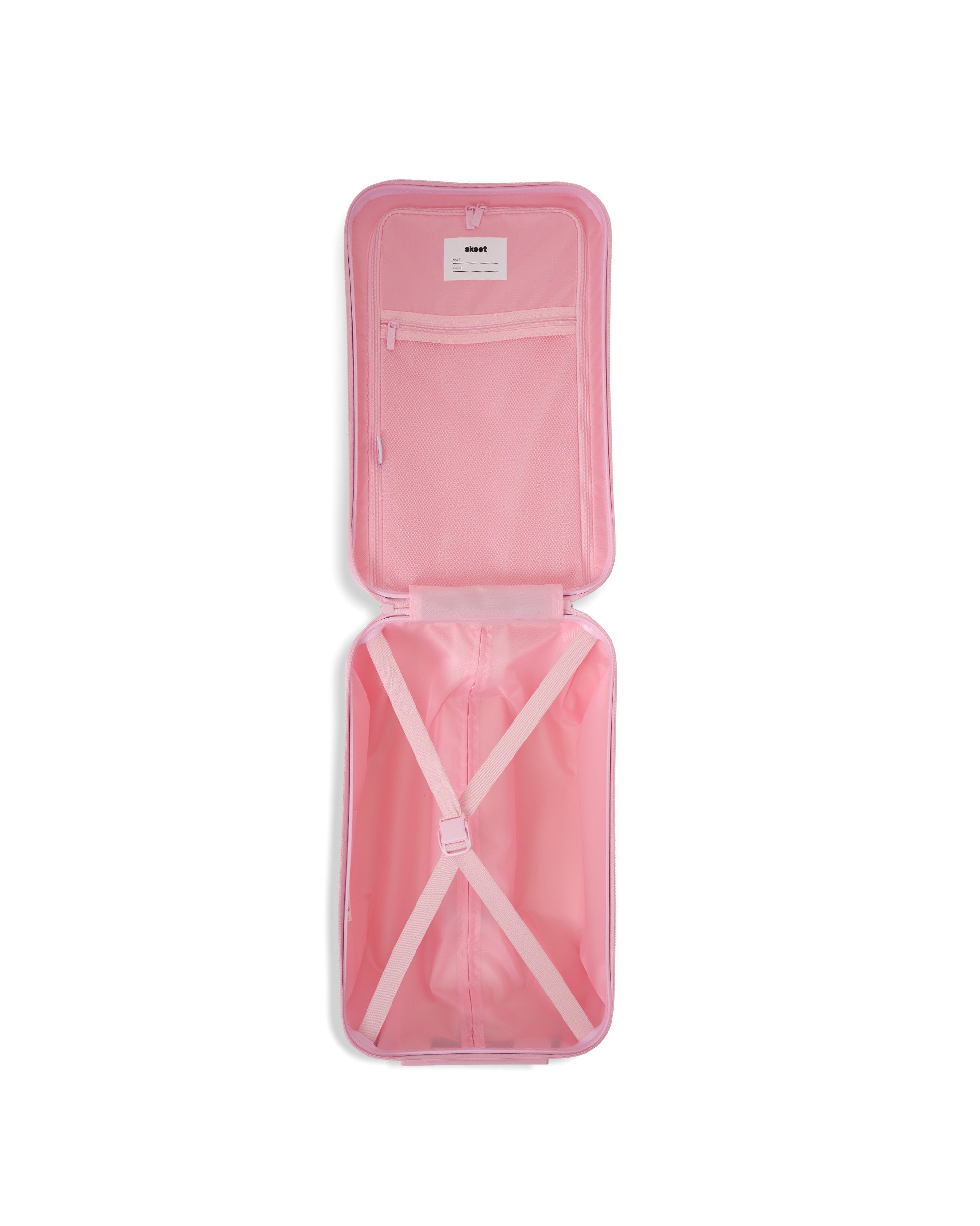 Skoot Puff Pink scooter skootcase suitcase empty interior inside zipper pockets