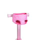 pink gingham pattern skoot skootcase doll carrier front shot