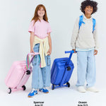kids rolling skootcase luggage bags puff pink pop pink jet blue sky blue go green