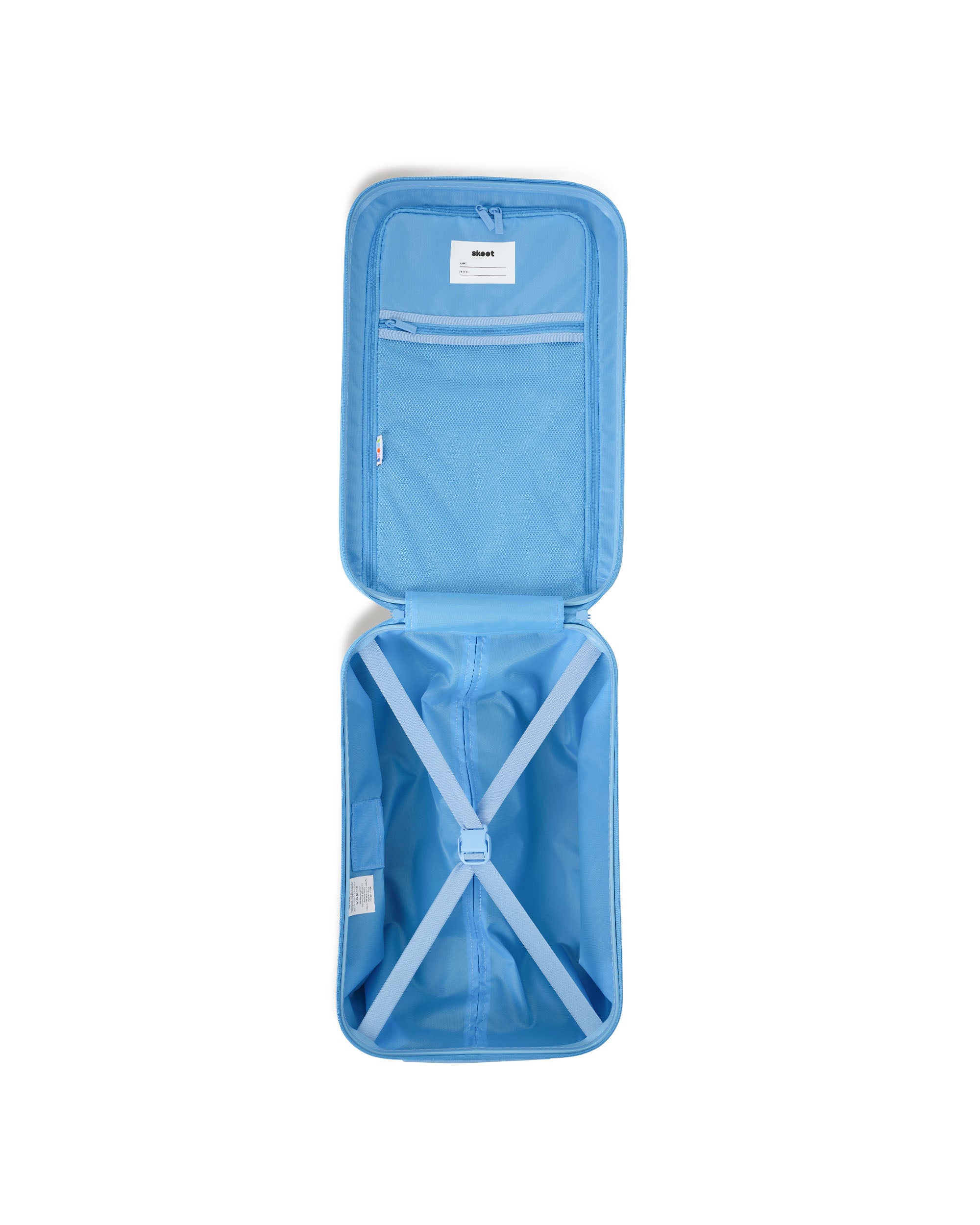 Skoot Sky Blue scooter skootcase suitcase empty interior inside zipper pockets