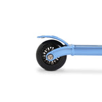 Skoot Sky Blue skootcase suitcase scooter black back wheel detail