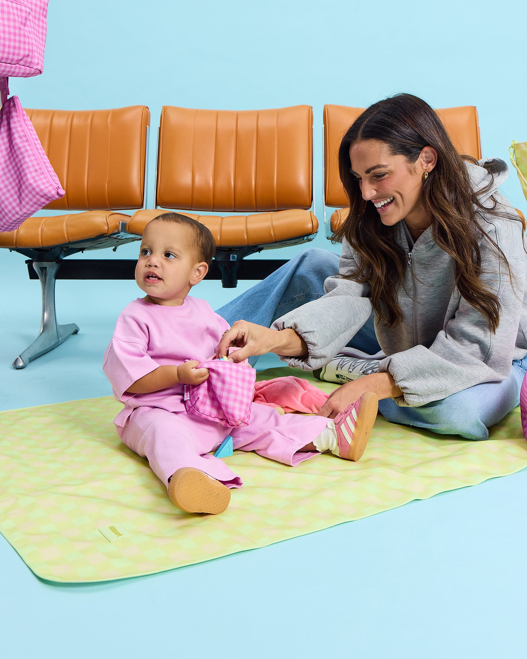 skoot green gingham snack size mat